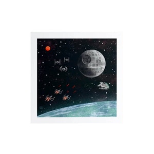 star wars death star leah jay illustration mini print